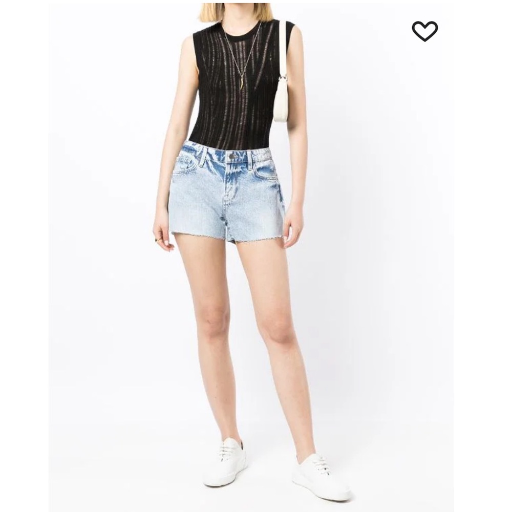 NWT Frame Le Grand Garcon Denim Jean Raw Cut Hem Stone Washed Shorts Womens 29
